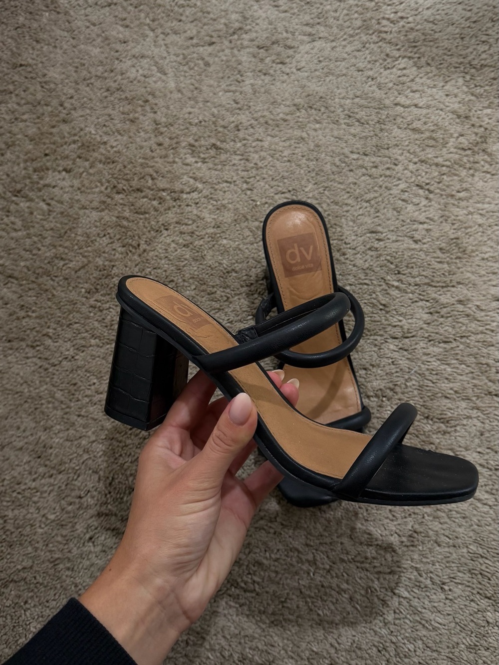 Dolce Vita Black Strappy Block Heel Sandals
